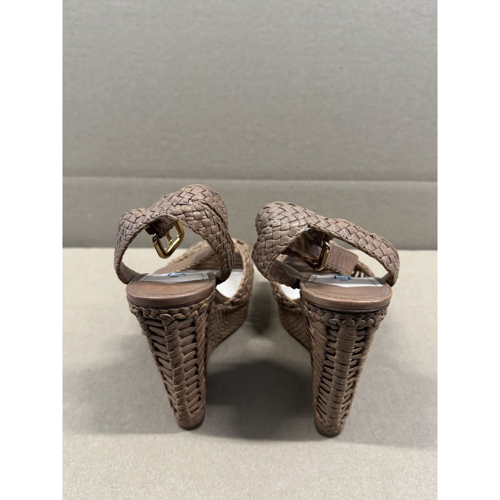 Prada Women's Leather Braided‎ Woven Espadrilles Brown Size 39.5 - Picture 4 of 8